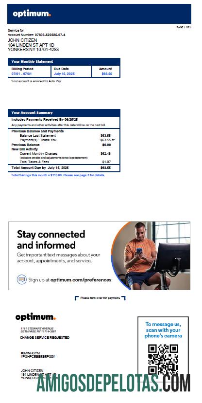 imprimível Modelo de conta de serviços públicos ideal dos EUA em formatos Word e PDF, versão 2